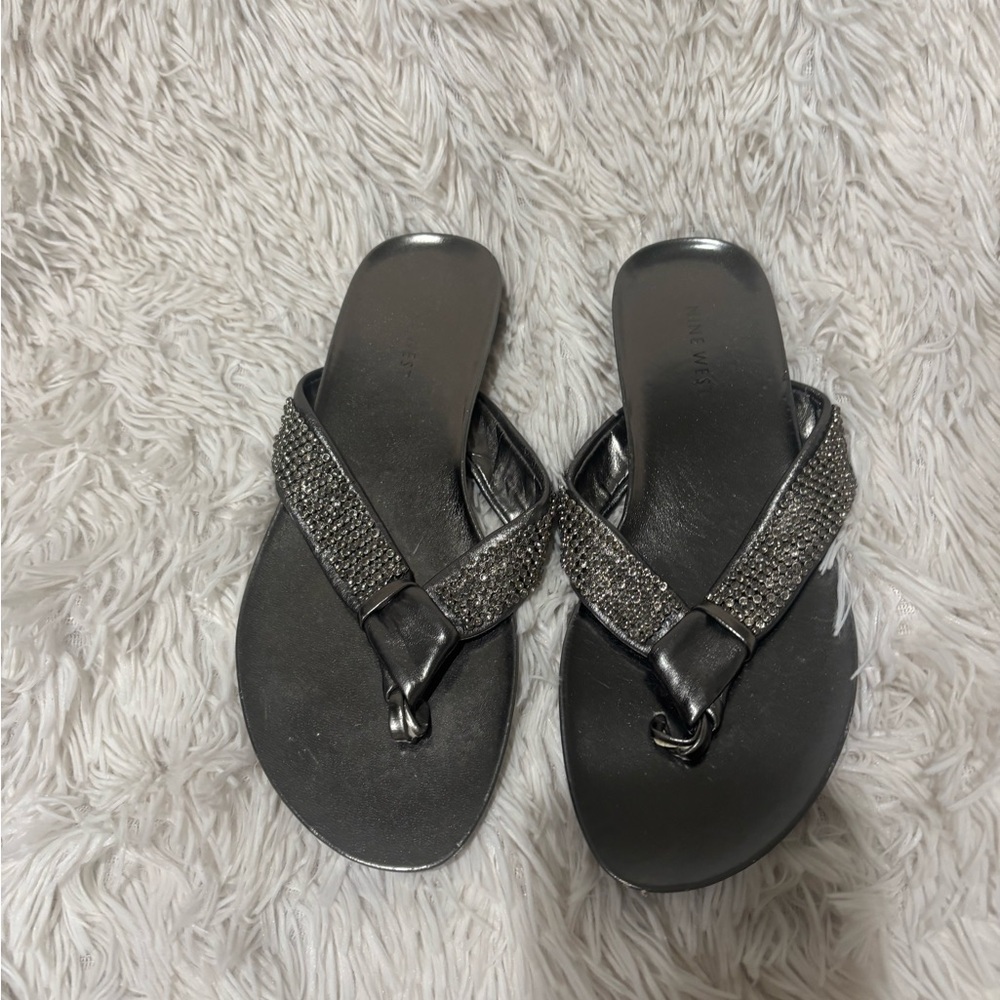 Nine West Shimmering Silver Sandals